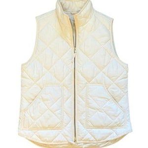 J. Crew Quilted Puffer Vest in Ivory, Size Medium